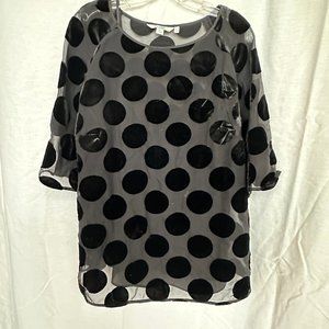 Boden Velvet Polka Dot Sheer Top